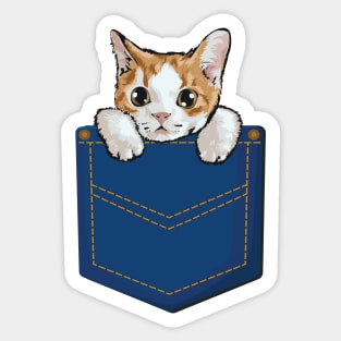 Cute Kitten in Pocket - For Cat Lovers Sticker